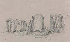 Ansicht von Stonehenge mit zwei Figuren im Vordergrund