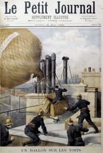 Ein Ballon auf den Dächern: Rettung durch die Feuerwehr - in "Le Petite Journal" von Unknown artist