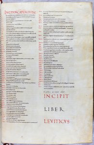 Eine Seite aus der Bibel des 11. Jahrhunderts mit dem Incipit des Buches Levitikus von Unknown artist