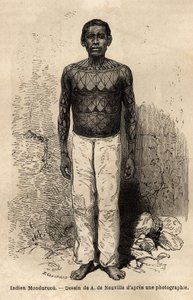 Ein Indianer Mondurucu (oder Mundurucu), Stamm des Staates Para, in der Region des Flusses Tapajos