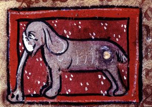 Ein Elefant - Bestiarium des 14. Jahrhunderts. Mailand, Biblioteca Trivulziana. von Unknown artist