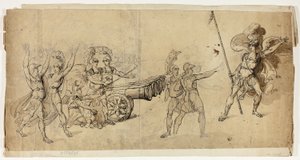 Engel-Artillerie (recto); Kampfszene (verso)