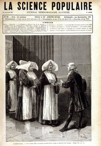 Antoine Augustin Parmentier (1737 - 1813), Apotheker, bekannt für die Verbreitung des Kartoffelanbaus in Frankreich, spricht zu Nonnen. in „La science populaire“ 20/01/1881 von Unknown artist