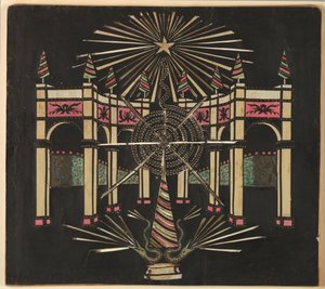 Arkade mit Schlangen und Feuerwerk von Unknown artist