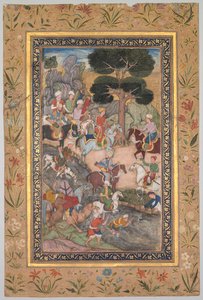 Babur trifft Sultan Ali Mirza am Kohik-Fluss, aus einem Babur-nama (Memoiren von Babur) von Unknown artist