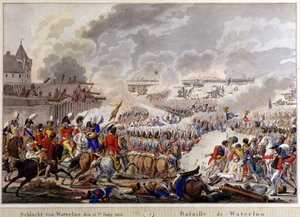 Schlacht von Waterloo am 18. Juni 1815. Gravur 19. Jahrhundert von Unknown artist