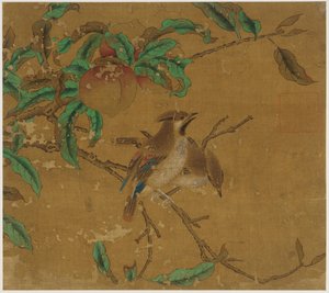 Vögel und Pfirsiche