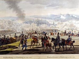 Bombardierung von Würzburg im Jahr 1813, Gravur aus dem 19. Jahrhundert