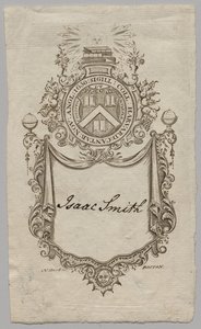 Exlibris: Wappen mit der Inschrift Isaac Smith von Unknown artist