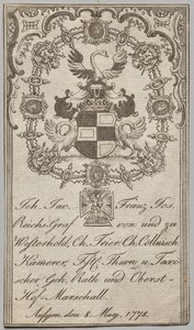 Exlibris: Johan. Jac. Franz-Joseph, Reichsgraf von Westerhold