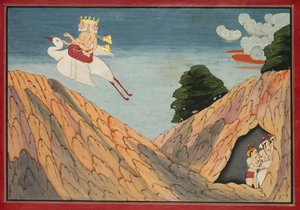 Brahma versteckt die Kuhhirten und die Kälber in der Höhle, Seite aus einem Bhagavata Purana von Unknown artist