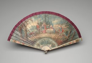 Brisé-Fächer mit einer Szene einer Outdoor-Party, ca. 1700-25 von Unknown artist
