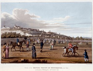 Britische Truppen in Montmartre - in „Historische, militärische und marine Anekdoten und Vorfälle, die bei den Armeen von Britannien und ihren Verbündeten bis Waterloo auftraten“, von Ed. Orme, ill. von Fry, Sutherland Clark, Dubourg, Heath, Atkinson, ed.  von Unknown artist