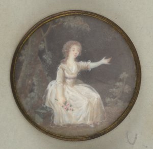 Knopf mit gemalter Dame