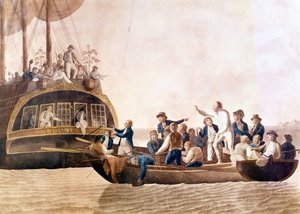 Kapitän William Bligh (1754 - 1817) von der Bounty von seiner Crew verlassen