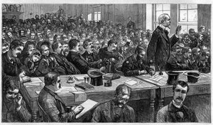 Charles Julius Guiteau (1841-1882), Mörder des US-Präsidenten James Abram Garfield (1831-1881), während des Prozesses im Jahr 1881, Vereinigte Staaten.