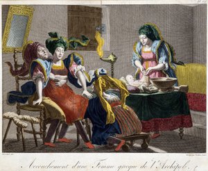 Geburt in Griechenland - Gravur, Ende 19. Jahrhundert von Unknown artist