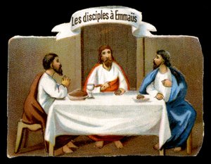 Christus rettet die Jünger von Emmaus. Chromolithographie aus dem 19. Jahrhundert von Unknown artist