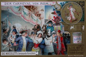 Sammlerbilderserie Der Karneval von Rom, die Moccoletti, brennende Kerzen