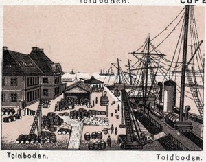 Kopenhagen, Dänemark: Blick auf Toldboden (Hafen). Aus „Die Welt illustriert 168 Ansichten“ (spätes 19. Jahrhundert)