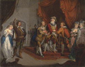 Cordelia verteidigt vom Earl of Kent, aus Shakespeares "König Lear," I, i von Unknown artist