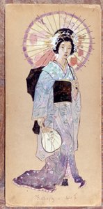 Kostüm von Madame Butterfly für den ersten Akt für die Schaffung von Madame Butterfly von Giacomo Puccini im Jahr 1904. Sammlung des Museo della Scala in Mailand. von Unknown artist