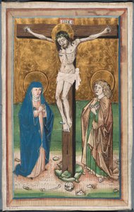 Kreuzigung mit der Jungfrau Maria und dem Heiligen Johannes (recto); Heiliger Sebald mit den Stiftern Paul Volkmayr und Sebald Schreyer (verso) von Unknown artist
