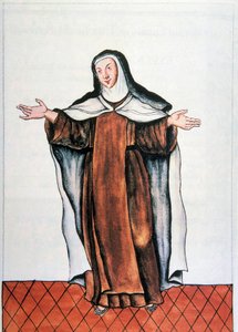 Alltagsleben und Bräuche in Peru: „Karmelitin“ Aquarell aus dem Buch „Trujillo del Peru“ von Baltasar Martinez Companon y Bajanda, Bischof von Trujillo (1782-1785). 18. Jahrhundert Madrid. Biblioteca del Palacio Real