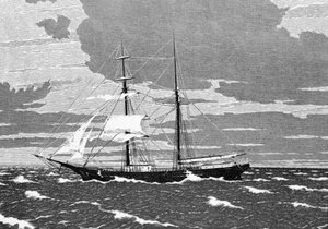 Dezember 1872, Mary Celeste wurde verlassen in der Mitte des Atlantiks, vor den Azoren gefunden. Der Kapitän, seine Frau und ihre zweijährige Tochter sowie die acht Besatzungsmitglieder verschwanden. Gravur 19. Jahrhundert von Unknown artist