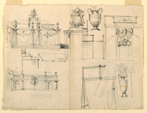 Entwürfe für Vasen und Architektur von Unknown artist