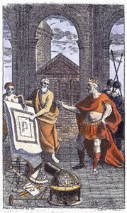 (Detail) „Geschichte der Verpflichtungen und Statuten der sehr ehrwürdigen Bruderschaft der Freimaurer“: Frontispiz graviert von Reinhardt Jr. (1742)