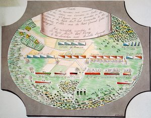 Diagramm der Schlachtlinien der Schlacht von Camden, South Carolina, am 16. August von Unknown artist