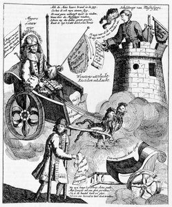 Niederländischer satirischer Druck gegen John Law (1671-1729), zum Mississippi-Fall von Unknown artist