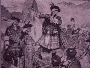 Earl of Mar erhebt 1715 den Jakobiten-Standard (Gravur) von Unknown artist