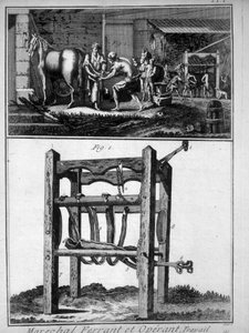 Gravur, die den Hufschmied des 18. Jahrhunderts darstellt. von Unknown artist