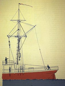 Expedition Voeringen, erste norwegische Expeditionen im Nordatlantik um 1876-1878. Ansicht des Flaschenzugsystems zur Erkundung der Meerestiefen. Ca. 1878 von Unknown artist