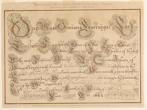 Faksimile der originalen Heiratsurkunde von Karl II. und Katharina von Portugal von Unknown artist