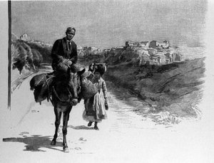 Familie auf der Straße nach Calatafimi, Sizilien Gravur aus dem 19. Jahrhundert von Unknown artist
