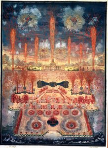 Feuerwerk und Illuminationen am 16. Juni 1744 in Moskau von Unknown artist