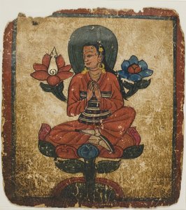 Figur auf Lotus sitzend, aus einem Satz von Initiationskarten (Tsakali)