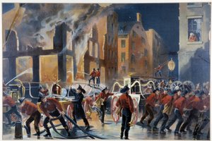 Feuer und Feuerwehrleute in New York von Unknown artist