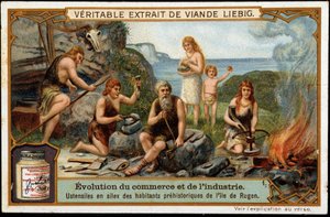 Feuersteinwerkzeuge der prähistorischen Bewohner der Insel Rügen - Liebig Werbeetikett von Unknown artist