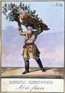 Blumenhändler in Russland im 19. Jahrhundert