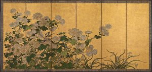 Blumen: Chrysanthemen, Pfingstrosen, etc.