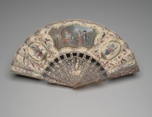 Faltfächer mit einer Szene eines Besuchs bei der Amme, ca. 1780 von Unknown artist