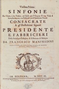 Frontispiz der Partitur von Sinfonia da chiesa e due violini von Francesco Manfredini