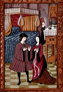 Galantes Treffen in einem Schlafzimmer von Unknown artist