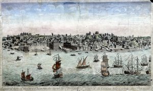 Gesamtansicht von Lissabon, Hauptstadt von Portugal - Gravur von Unknown artist