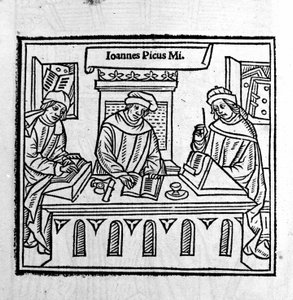 Giovanni Pico della Mirandola mit seinen zwei Schülern von Unknown artist