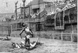 Gladiatorenkampf in römischer Zeit nach dem Gemälde von J. L. Gérôme von Unknown artist